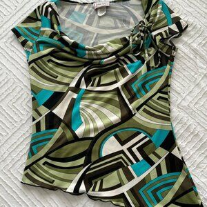 vintage y2k flowy patterned fitted top